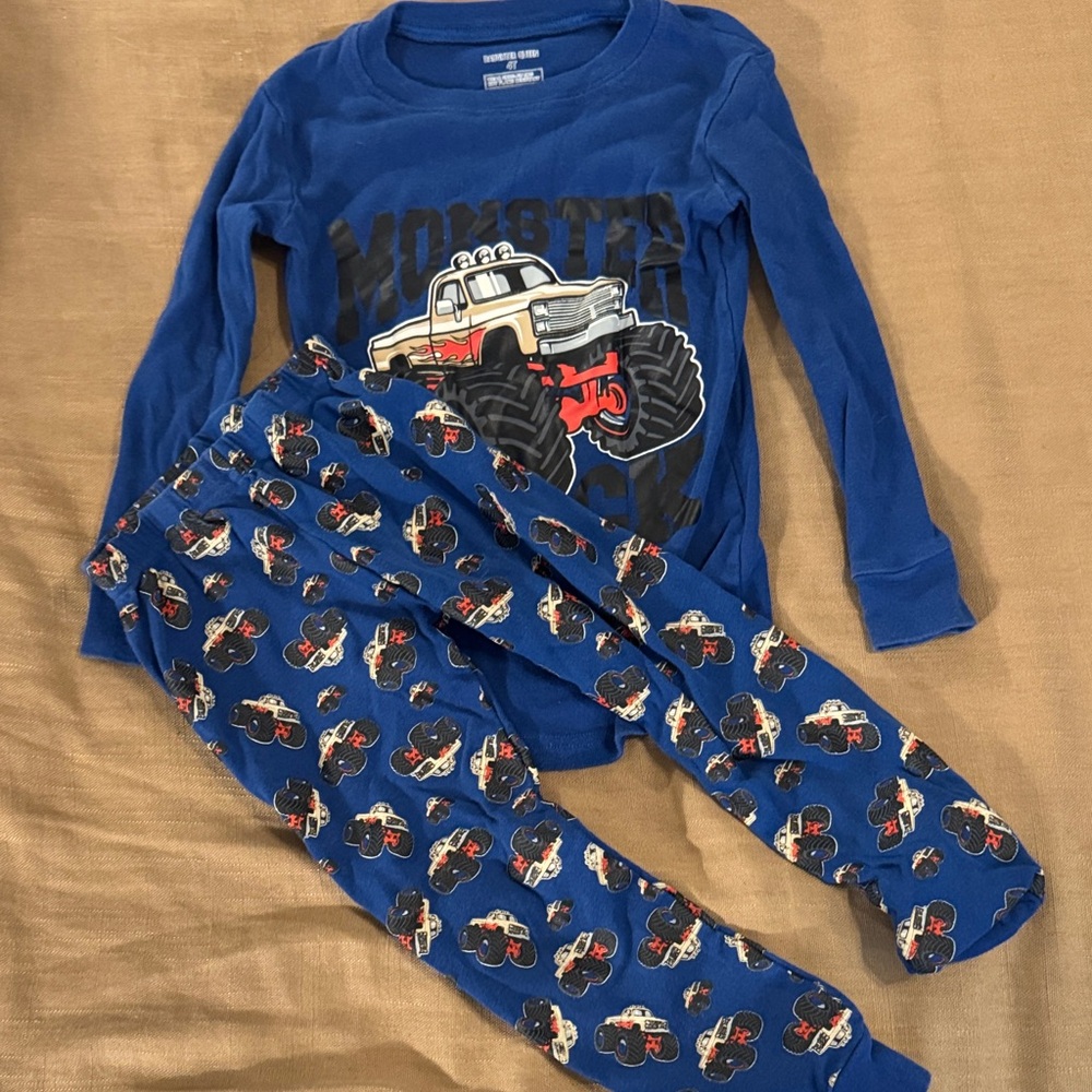 Monster Truck Adventure Blue Pajama Set